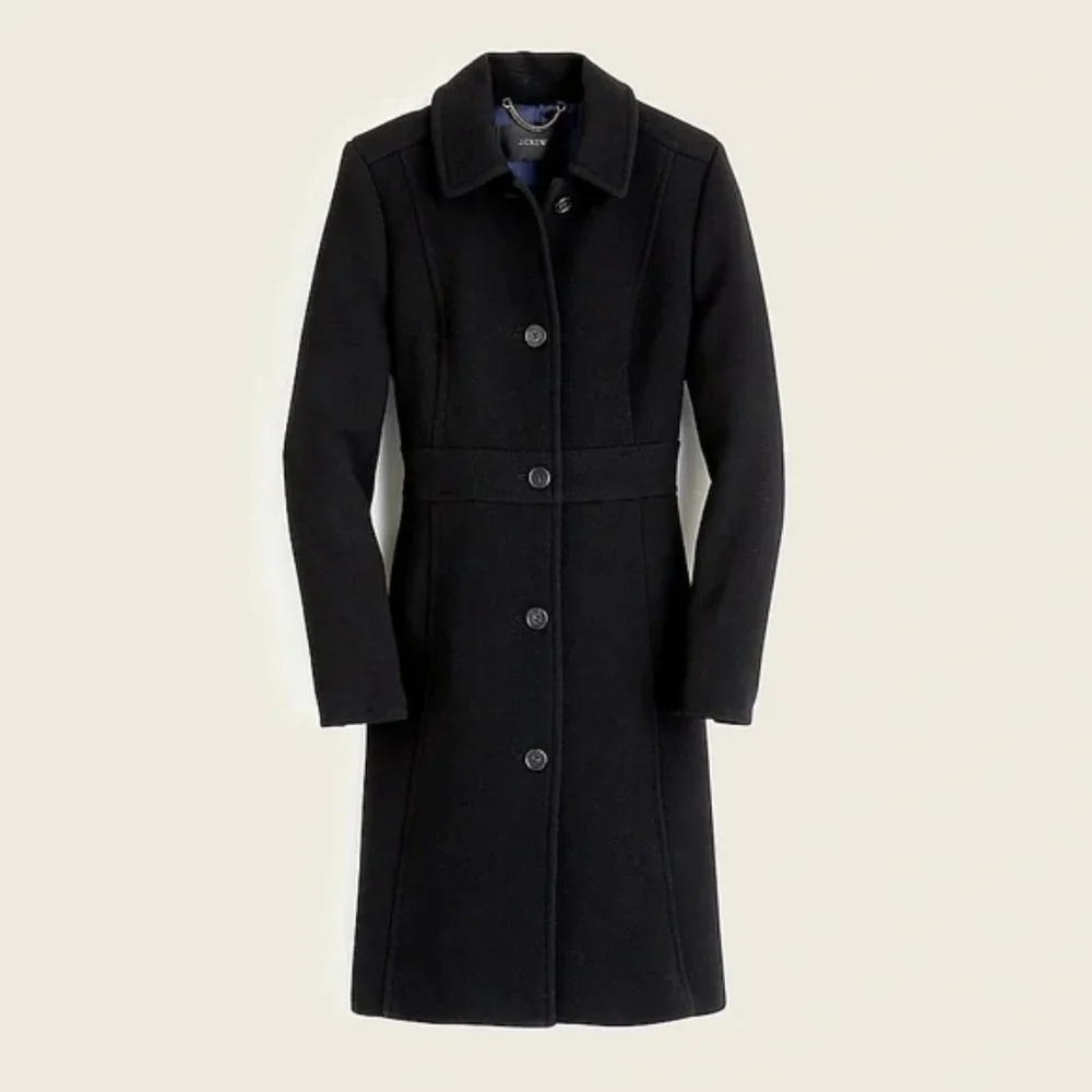 J.Crew Classic Black Lady Day Coat Italian Double Cloth Wool Thinsulate 0 49622 - Picture 4 of 11